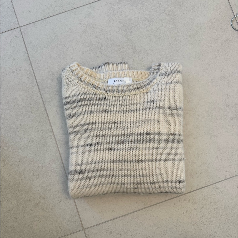 Knit Cream and Gray Sweater